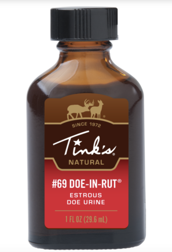 Tink’s #69 Doe-in-Rut Estrous Doe Urine ~ 1oz/29.6ml Glass Bottle